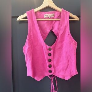Hot Pink Linen FP Vest